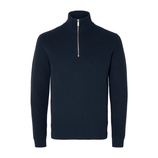 Selected Homme Genser slhDane LS Knit Structure Half Zip Blå