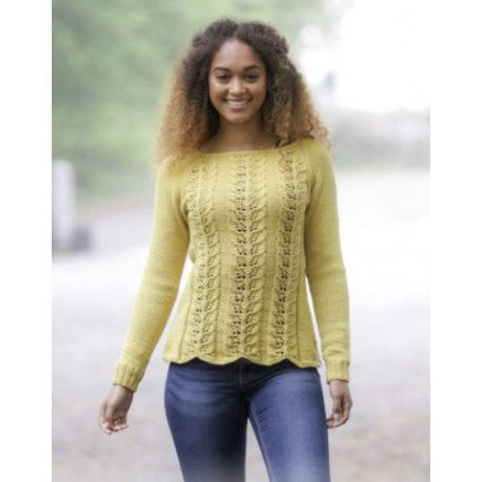 Lemon Parfait by DROPS Design Bluse Strikkeoppskrift str S XXXL