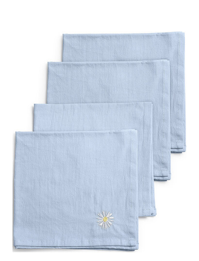 Midnatt Napkins 4-Pack Daisy - Blue - 40X40CM