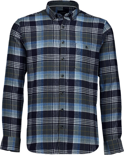 Lindbergh Large Checked Brushed Shirt L/S Khaki green XL