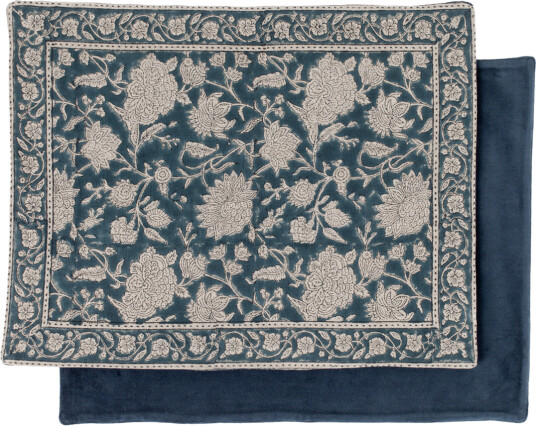 Indian Rose spisebrikke denimblå 37x50cm 2 pk lin og bomull