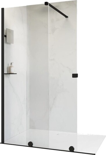Alterna Pureday Walk-in Dusj Vendbar - Fastfelt + Skyvedør Svart Matt / 180-200cm