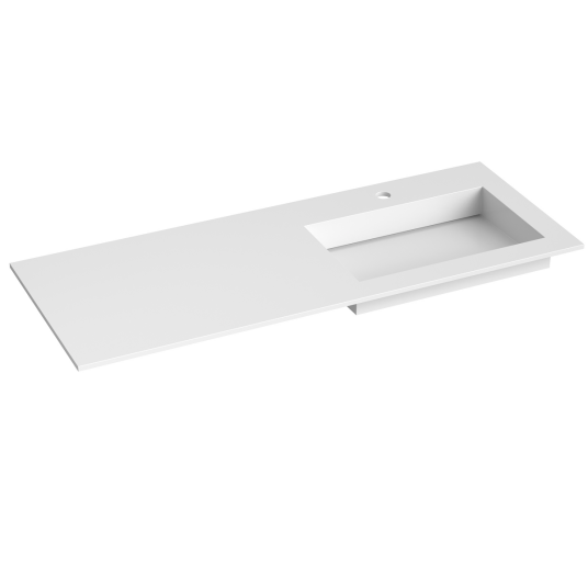 Korsbakken Corian Sidestilt Med Flat Bunn Hvit Matt 120cm Dobbel Høyre