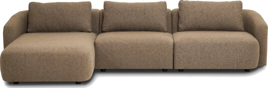 Milano avrundet 5 seters venstrevendt L sofa med lav rygg i brun bouclé