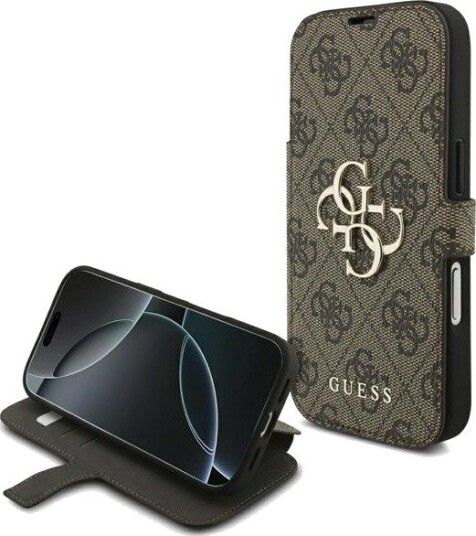 GUESS Book 4G Metal Logo Case for iPhone 18 Pro / 17 Pro - Brown