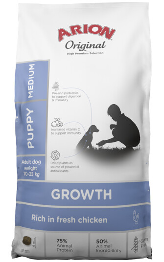 ARION Original Growth Kylling Fôr til Valp Medium 12 kg