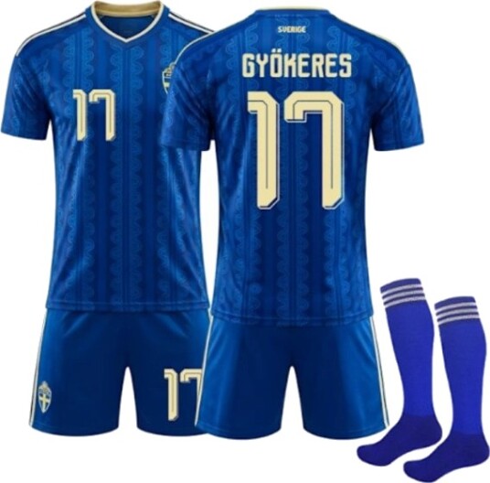 2026 VM Sverige Bortestill Barn Voksen Fotballtrøye Nr.17 Gyökeres