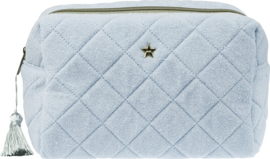 DARK Terry Quilted Make Up Pouch Large Cool Blue & Milieu Green DARK Terry Quilted Make Up Pouch Large Cool Blue & Milieu Green