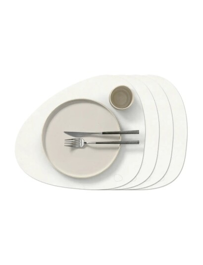 LIND DNA 4 Set Table Mat Curve L Nupo Pure White White 37X44CM