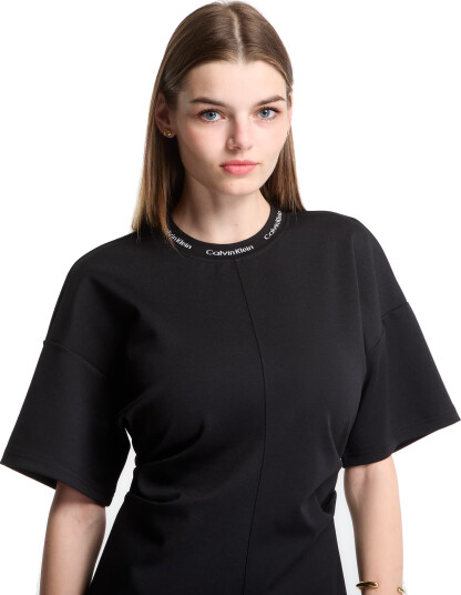 Calvin Klein Jeans Ss Logo Rib Interlock T Shirt Dr Black S