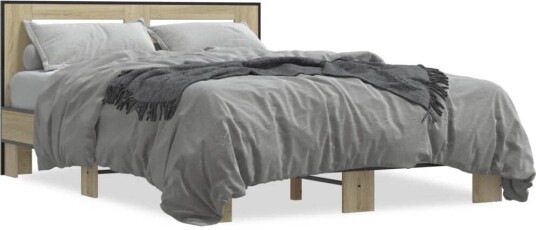 Sengeramme sonoma eik 135x190 cm konstruert tre og metall 8721102614194