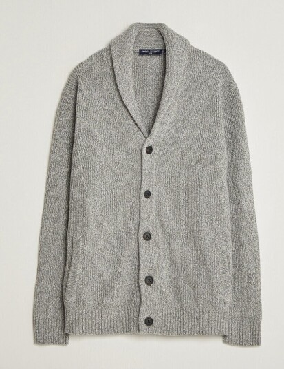 Charles Tyrwhitt Chunky Merino Shawl Neck Cardigan Grey