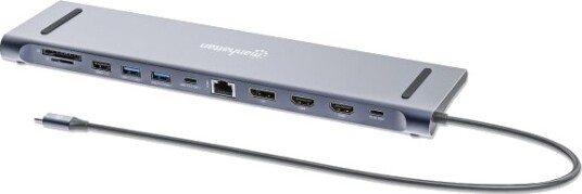 Manhattan 190305 Dokkingstasjon Kablet Usb 3.2 Gen 1 (3.1 Gen 1) Type-C Sølv