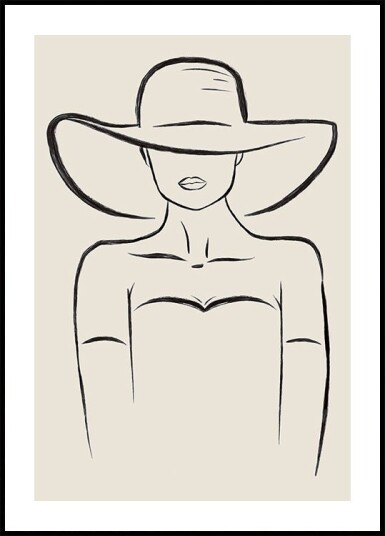 Woman in Wide Hat Plakat Plakat / 100x150cm Woman in Wide Hat Plakat Plakat / 100x150cm
