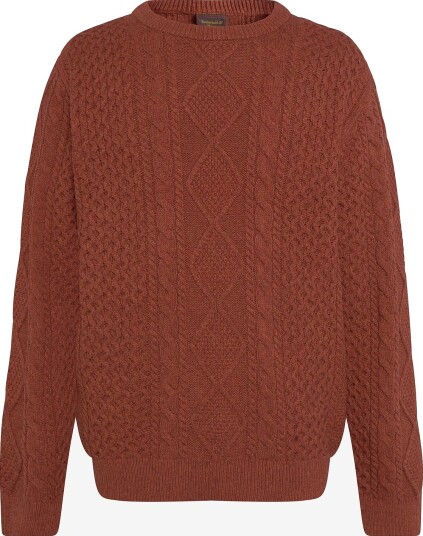 Timberland Cable Cotton Blend Crew Neck Sweater - BROWNOUT HEATHE - S