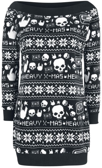 EMP Special Collection Kort kjole   Kjole med XMAS Print   S til 5XL   Damer   svart