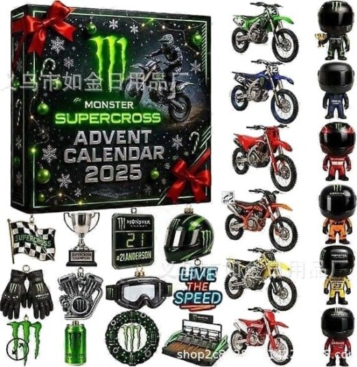 Motorsykkel Julekalender 2025 24 dagers Nedtellingskalender til Jul Gave til Motorsykkelentusiaster og Førere 2D Akryl Juledekorasjon