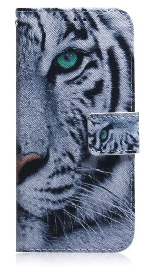 INCOVER Google Pixel 6 Pro Deksel i Kunstskinn med Lommebok og Trykk - Hvit Tiger