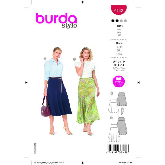 Burda 6142 - Skjørt EUR: 34-44, US: 8-18