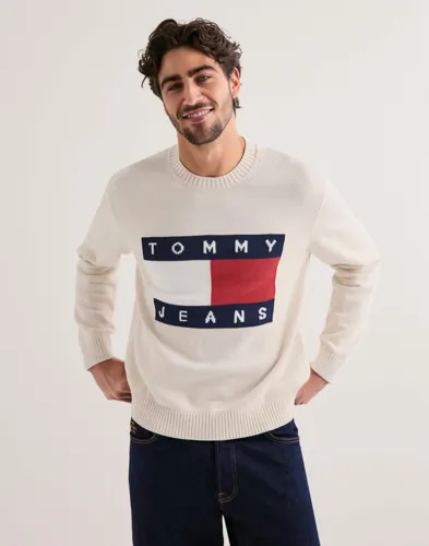 Tommy Jeans Tjm Reg Melange Flag Sweater Collegegensere Hvit