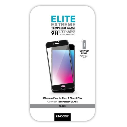 Linocell Elite Extreme Curved for iPhone 6, 7 og 8 Plus Svart
