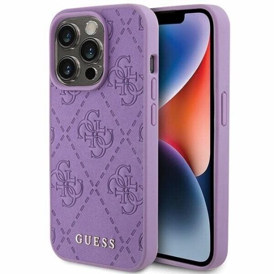 Guess 4G Stempel Lærveske til iPhone 15 Pro - Lilla