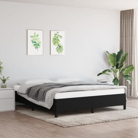 vidaXL Sengeramme boksfjær svart 180x200 cm 6FT Super King stoff