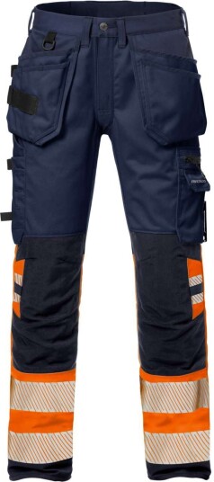 Fristads Hantverkarbyxa Stretch 2706 Plu, Klass 1 Varsel Orange/marinblå C58