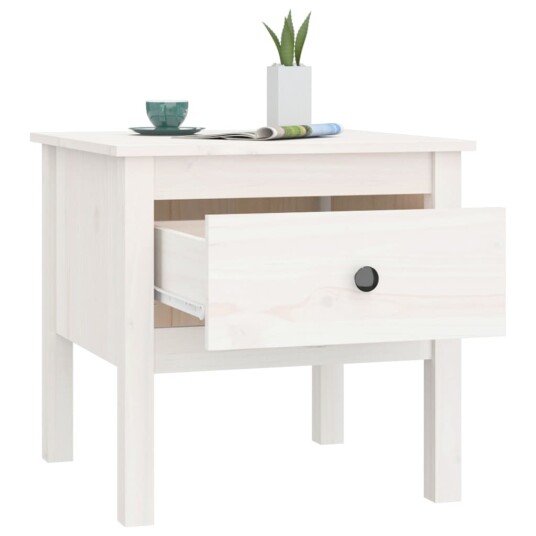 vidaXL Sidebord hvit 50x50x49 cm heltre furu