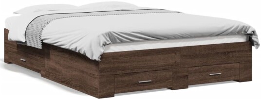 Sengeramme med skuffer brun eik 120x190 cm konstruert tre 8721102620713