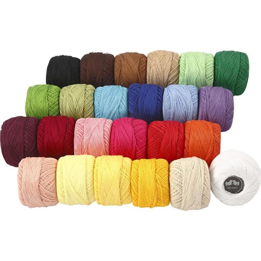 Creativ Company Bomullsgarn  Mercerisert Ass Farger 24x20 g/1 Pk