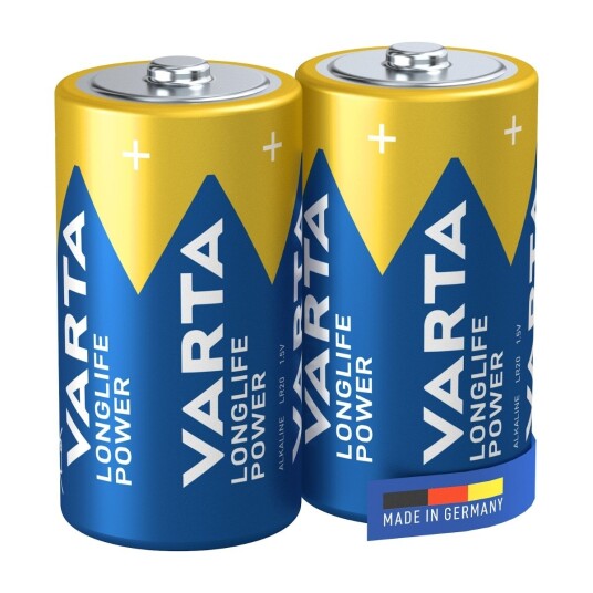 Varta Longlife Power Alkalinske C-batterier 2-pk - 1,5 V 7800 mAh Varta Longlife Power Alkalinske C-batterier 2-pk - 1,5 V 7800 mAh