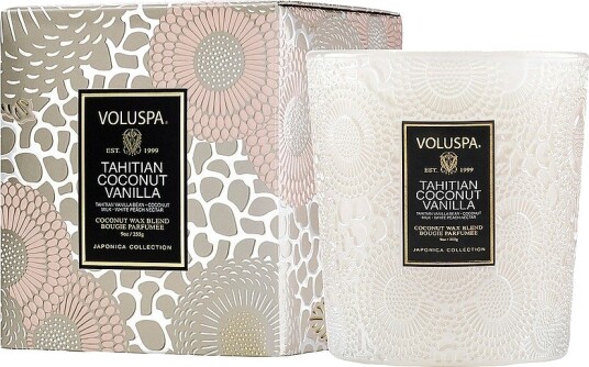 Voluspa Tahitian Coconut Vanilla Classic Boxed Candle 60H Hvit