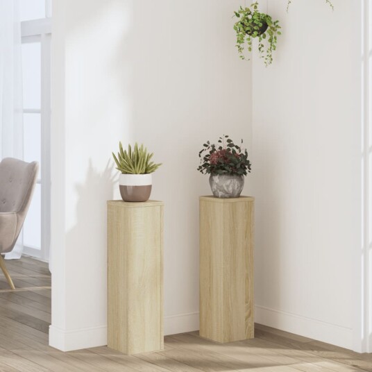 Plantestativer 2 stk sonoma eik 17x17x60 cm konstruert tre Plantestativer 2 stk sonoma eik 17x17x60 cm konstruert tre