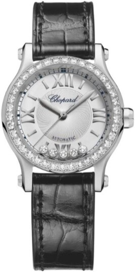 Chopard Dameklokke 278573 3013 Happy Sport Sølvfarget/Lær Ø30 mm