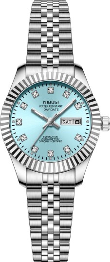 Nibosi Millbury Day Date Silver Blue