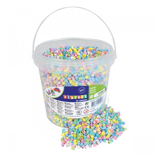Playbox Rørperler Pastellblanding 10 000 stk i Bøtte Playbox Rørperler Pastellblanding 10 000 stk i Bøtte