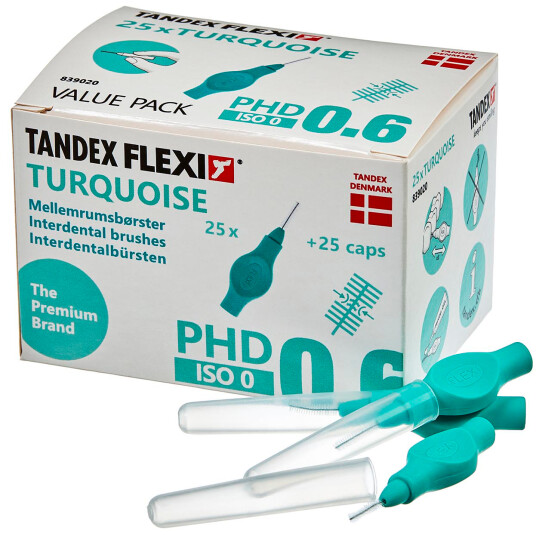 Tandex Flexi 25 stk. Spaltebørster ISO 0 TURQUOISE