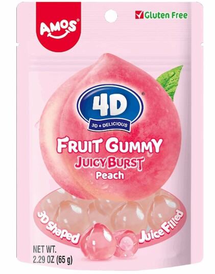 4D Fruit Gummy Peach Burst Gelegodteri med Ferskensmak 65 gram