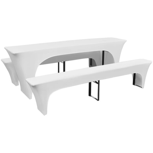  3 Overtrekk for ølbord og benker hvit stretch 220 x 50 x 80 cm 8718475939153
