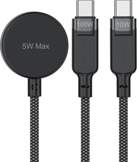 Acefast C6-11 Usb-C 3-I-1-Kabel 2X Usb-C / Qi 480Mb/S 100W 1,2M Svart
