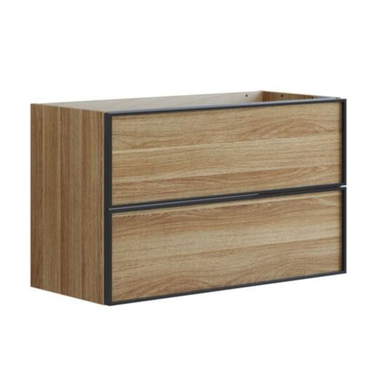 Dansani Inzo Alu-ramme Svart Servantskap Slim 2 Skuff Varm eik / 80cm