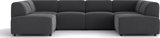 Torvasen 6 seters sofa med dobbeldivan i stoff Svart
