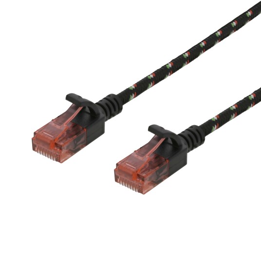DELTACO Tough Slim CAT.6A U/UTP Patch Cable, 28AWG, 3.8mm, 1m, Black DELTACO Tough Slim CAT.6A U/UTP Patch Cable, 28AWG, 3.8mm, 1m, Black