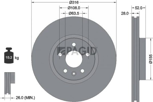 PAGID 54623NHC Bremseskive
