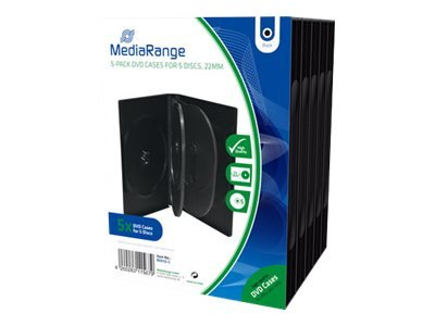 Mediarange Dvd Case   Medieoppbevaringseske   Kapasitet: 5 Dvd   Svart En Pakke 5
