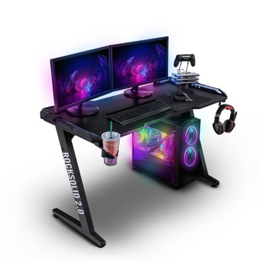 Rio Gaming bord - skrivebord carbon style -LED lys