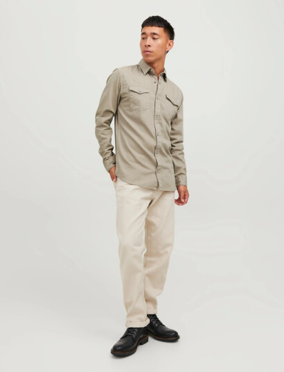 Jack & Jones Jjesheridan Shirt L/S Noos - Beige - S