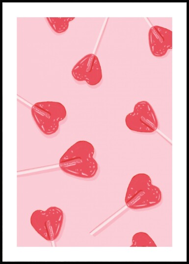Pink Heart Lollipops Plakat / 70x100