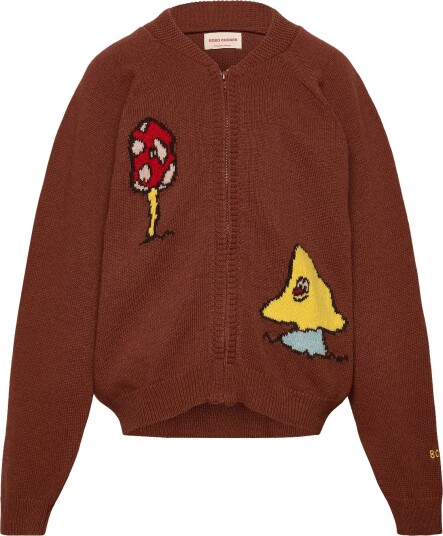 Bobo Choses Mush Monster Duo Zipped Cardigan - BROWN - 98